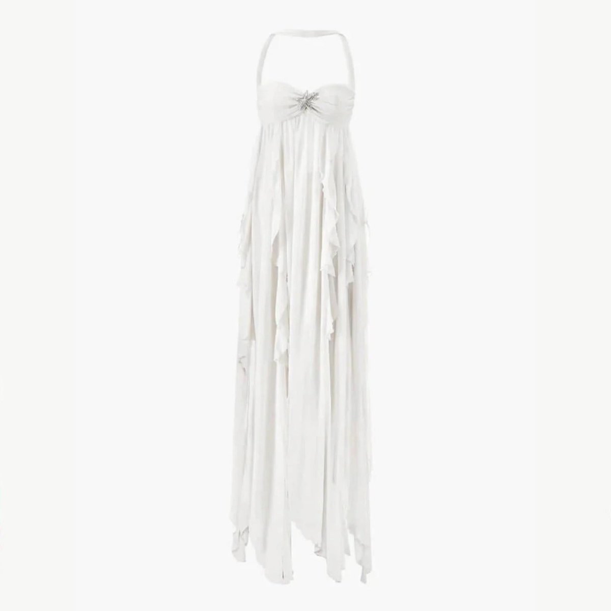 Ariel | Chiffon maxi jurk met open rug en diamantsterdetails 2