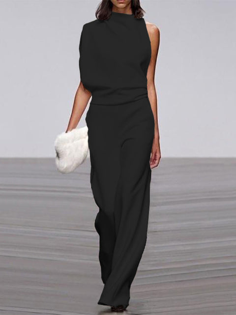 Asymmetrische Jumpsuit Met Wijde Pijpen | Navando 