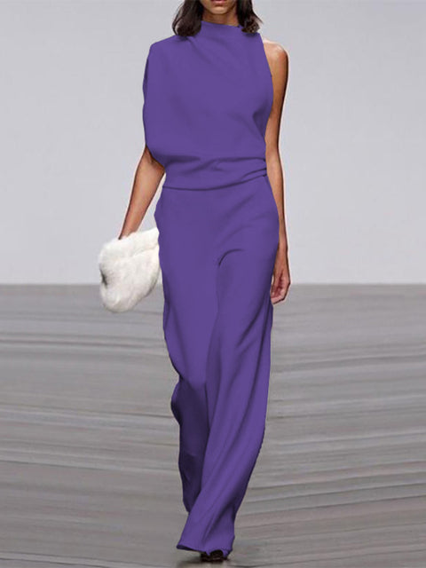 Asymmetrische Jumpsuit Met Wijde Pijpen | Navando 