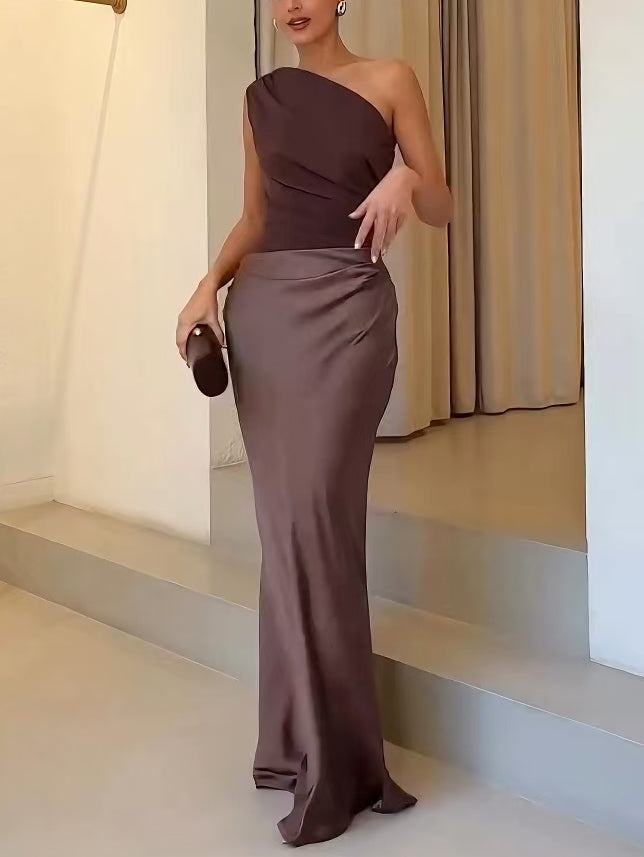Asymmetrische Mouwloze Maxi Jurk | Navando 
