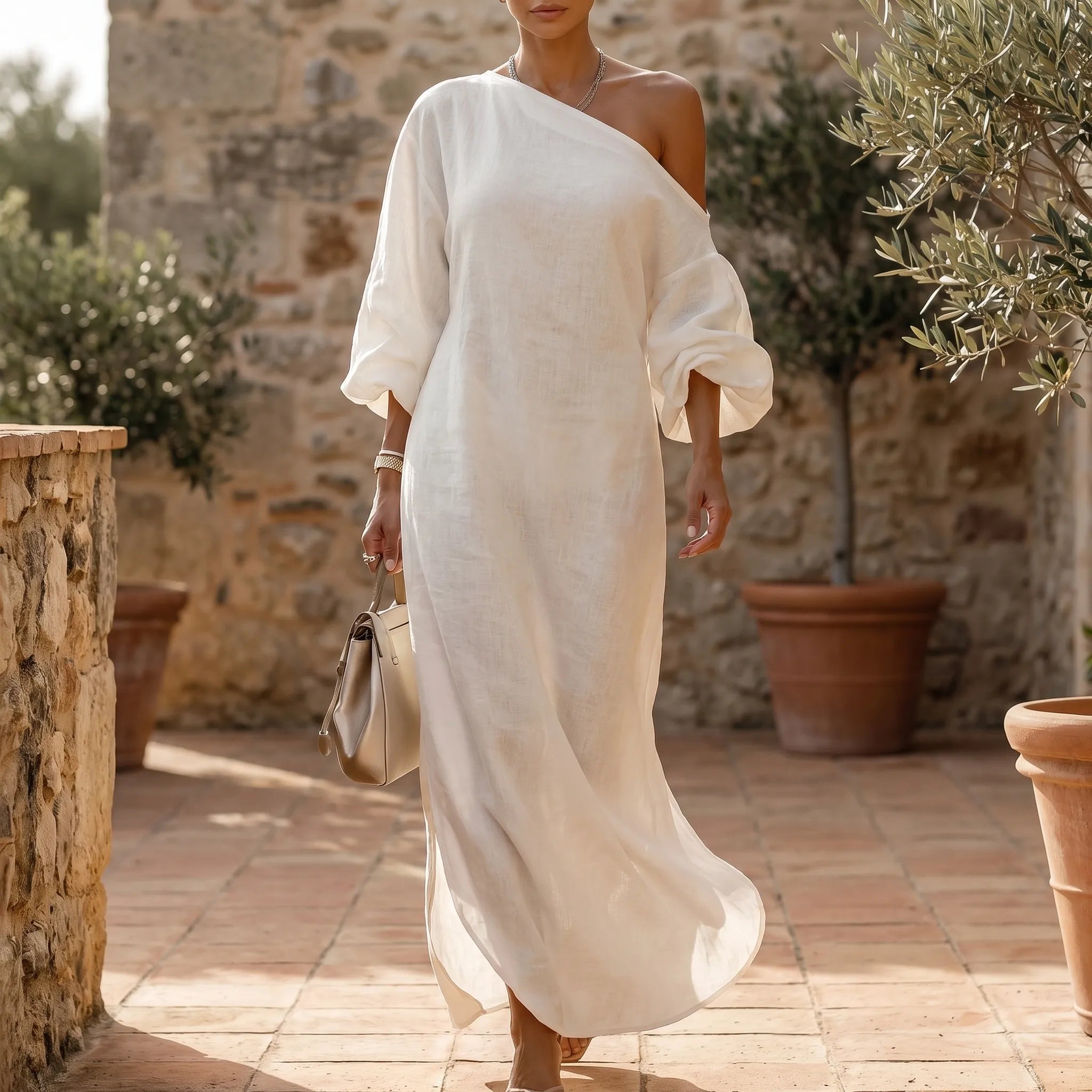 Asymmetrische One Shoulder Maxi Jurk | Navando 