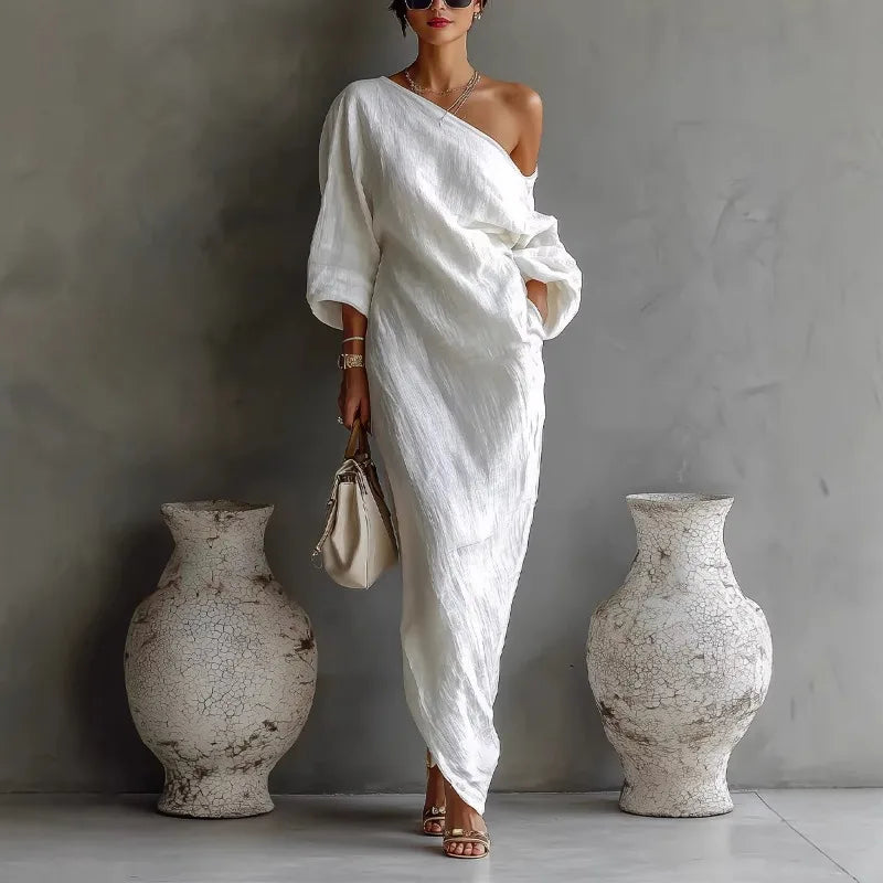Asymmetrische One Shoulder Maxi Jurk | Navando 