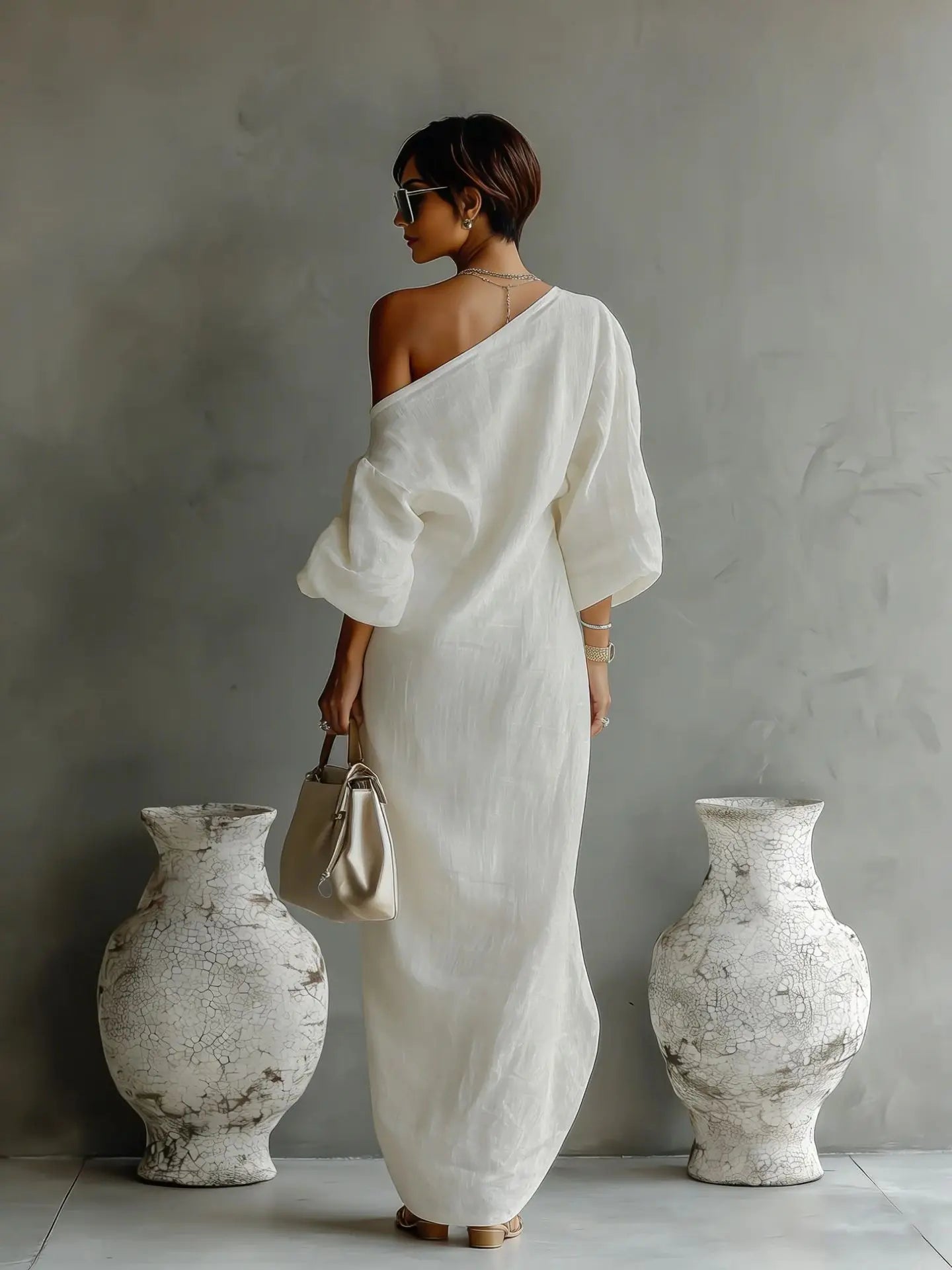 Asymmetrische One Shoulder Maxi Jurk | Navando 