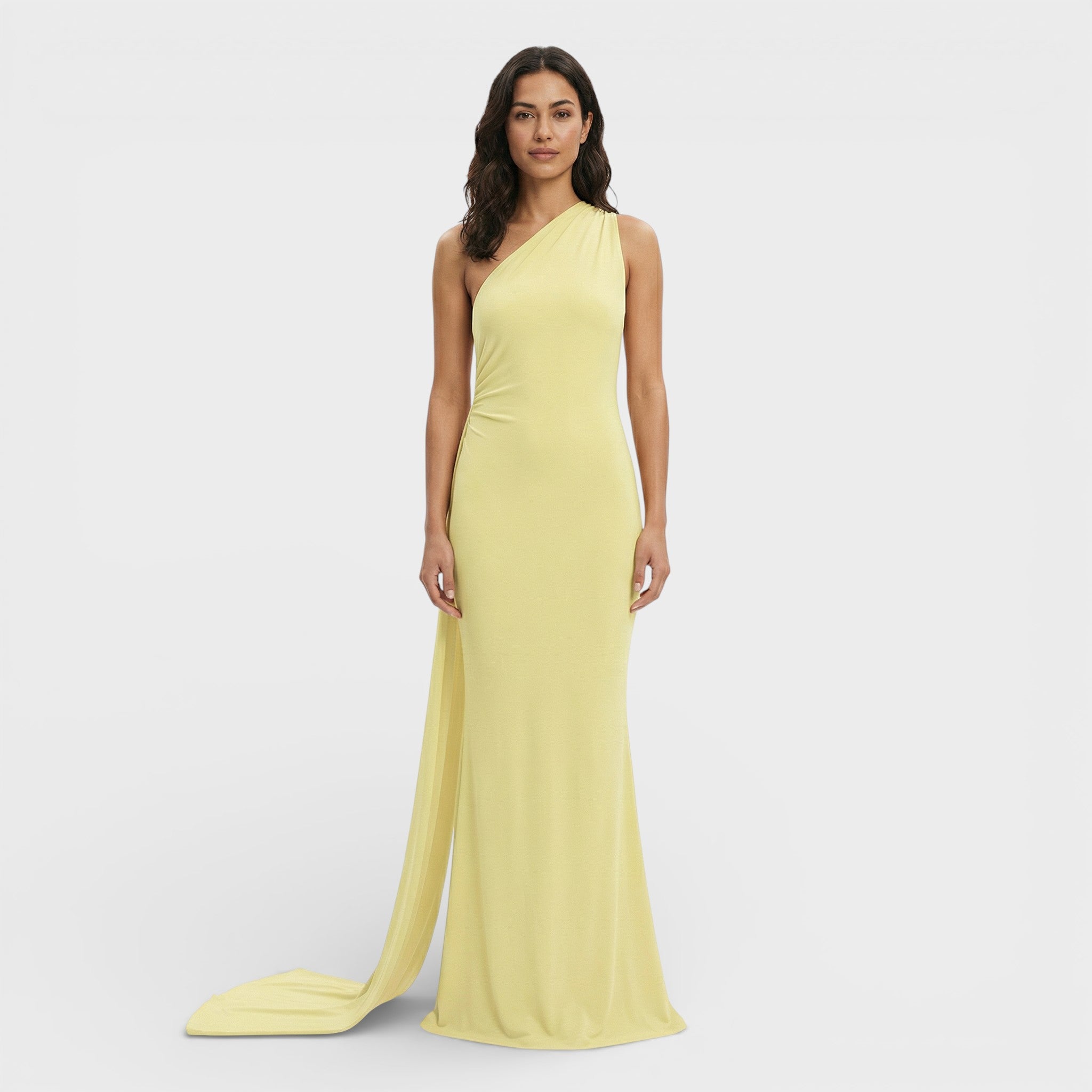 Asymmetrische maxi jurk | Open rug en verstelbare sjaal 7