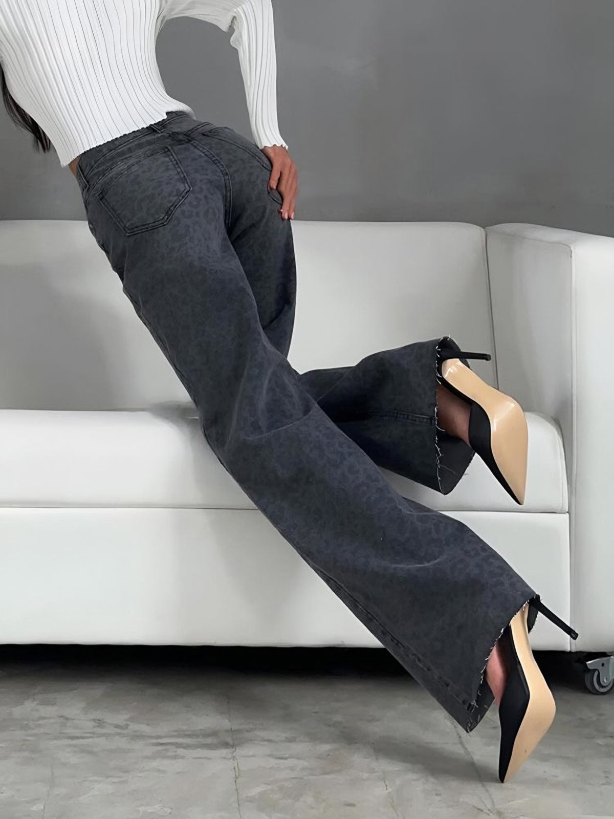 Laila - Luipaard Print Denim Jeans Dames