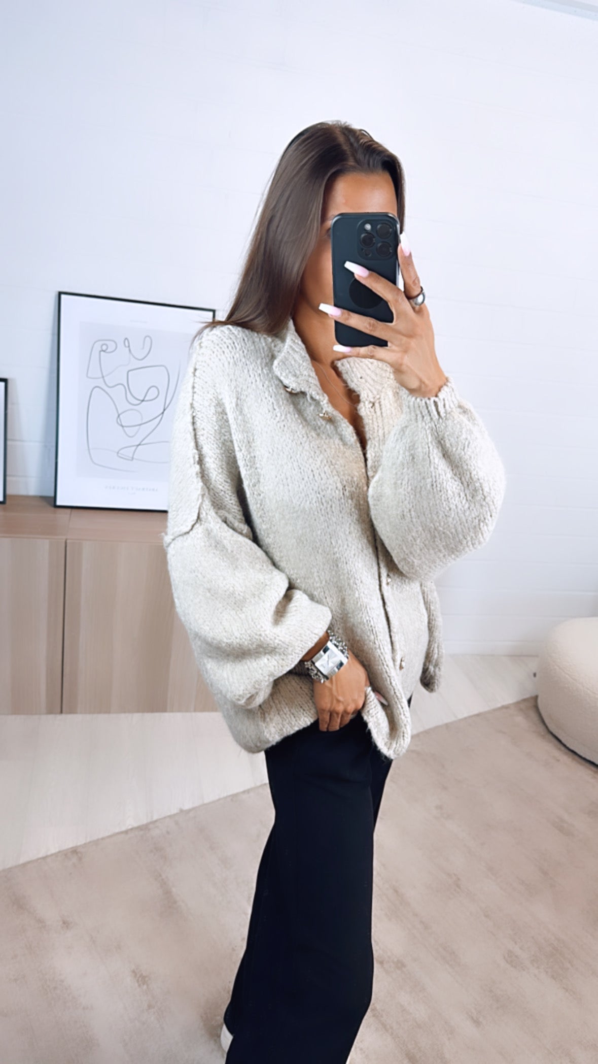 Cecil - Oversized Gebreide Cardigan met Gouden Knopen voor Dames