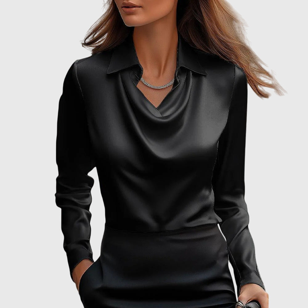 BROOKLYN™ | Geplooide halslijn witte blouse 3