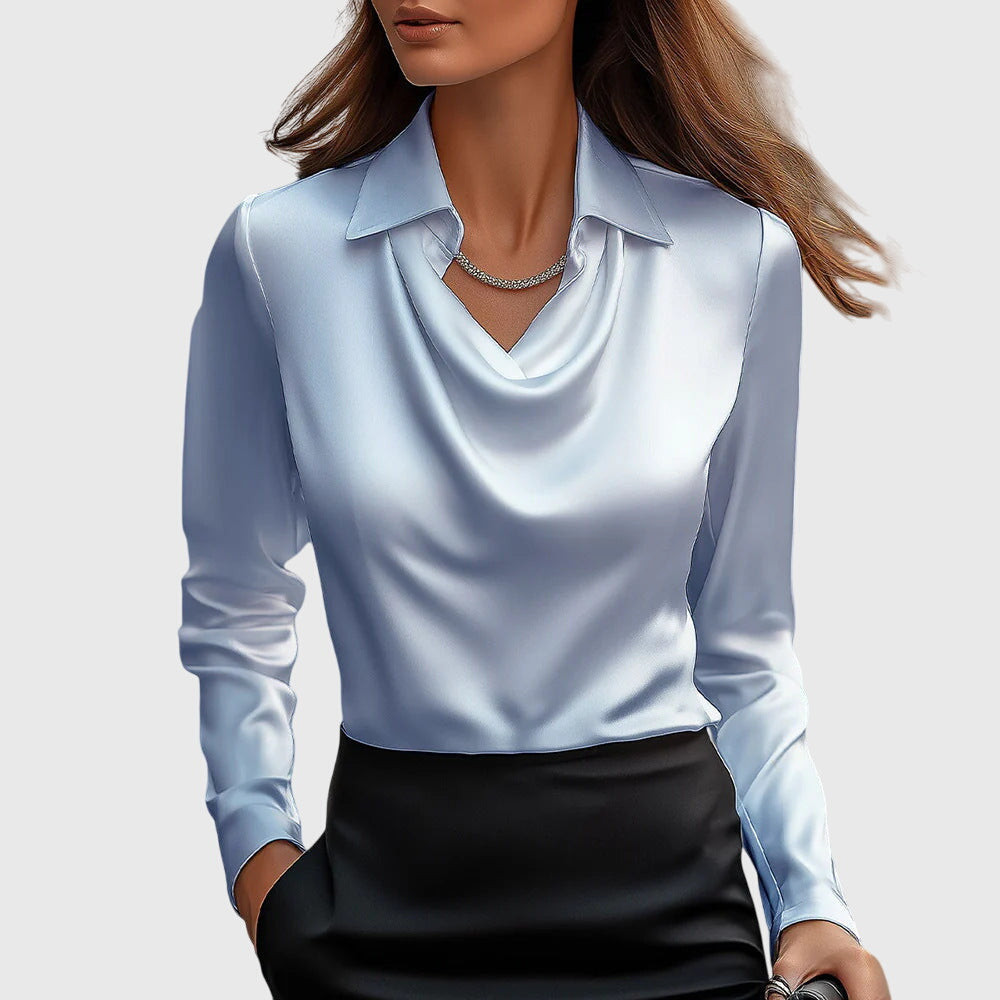 BROOKLYN™ | Geplooide halslijn witte blouse 4