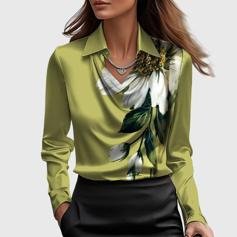 BROOKLYN™ | Geplooide halslijn witte blouse 7