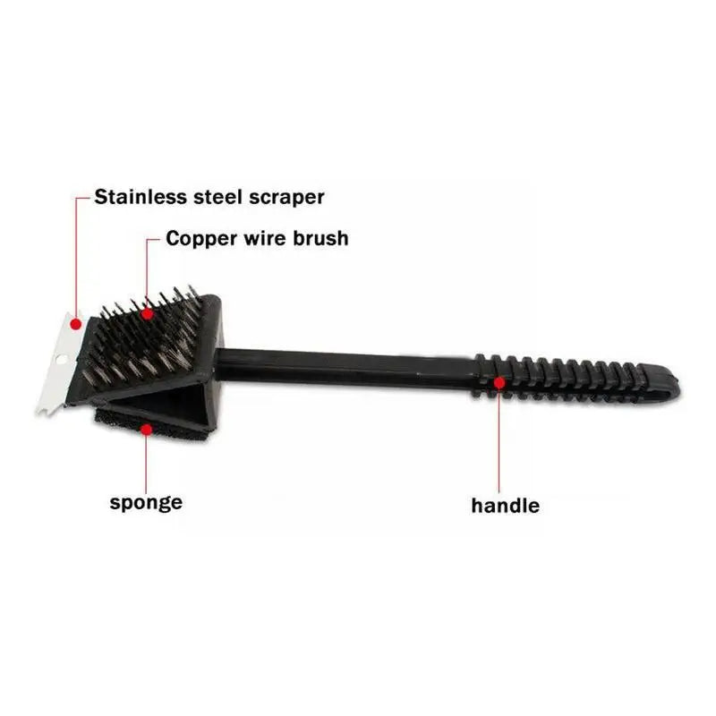 Barbecueborstel | 3-in-1 met stalen borstel, spons en schraper 2