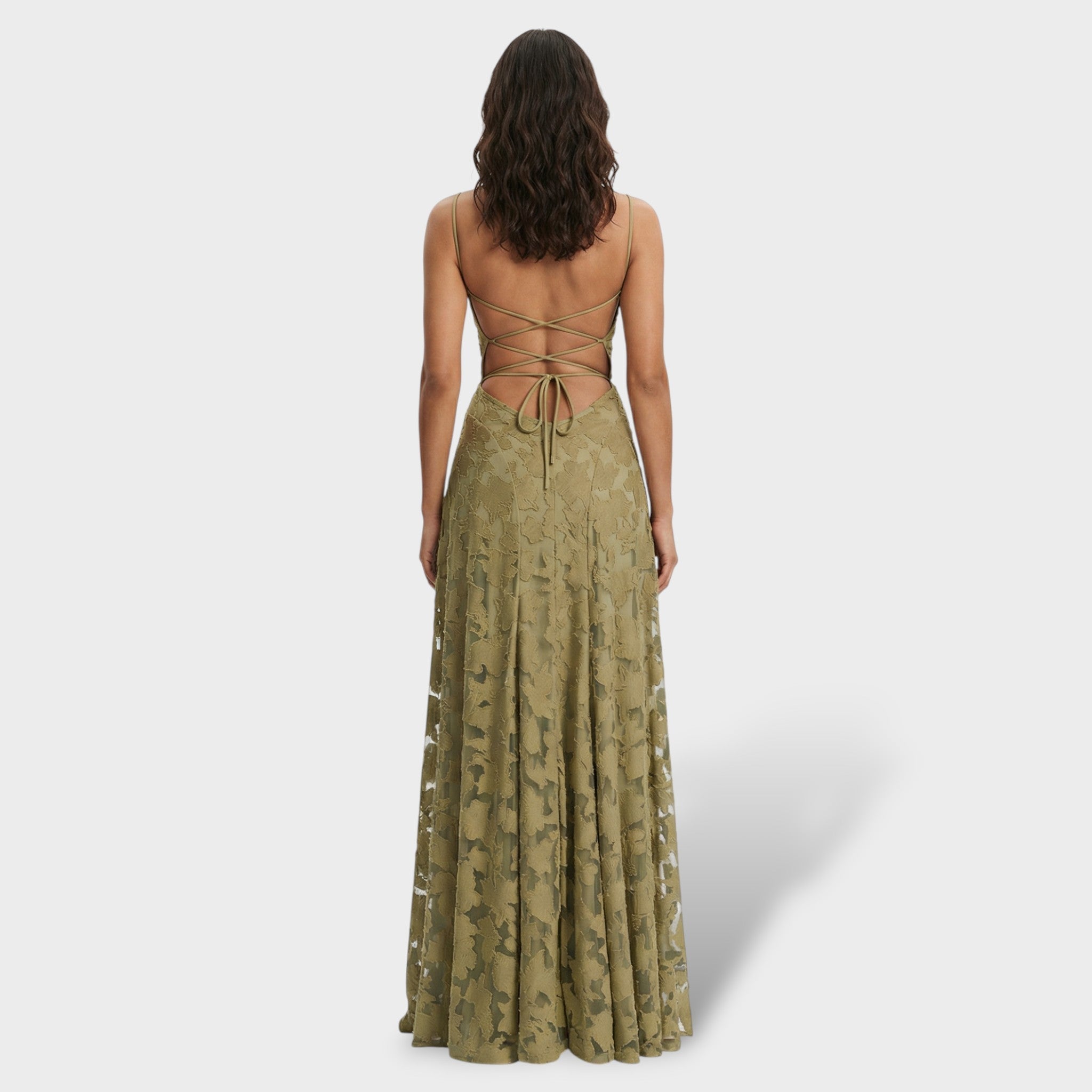 Bloemen | Lange feestjurk met bloemenprint en open rug 1