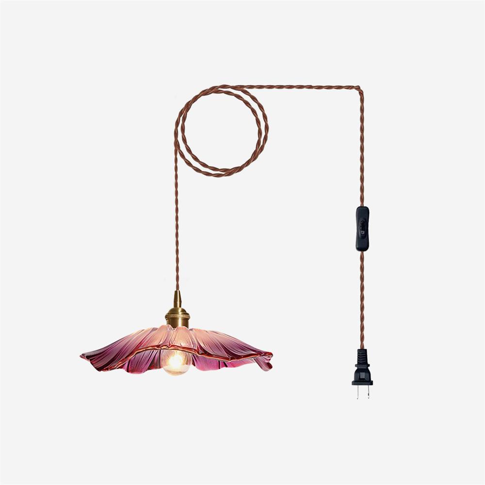 Bloemglazen | Retro hanglamp met transparante schaduw 1