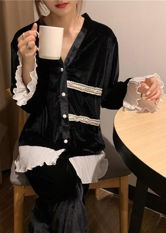 Bohemian | V-hals kant patchwork tweedelige set 1