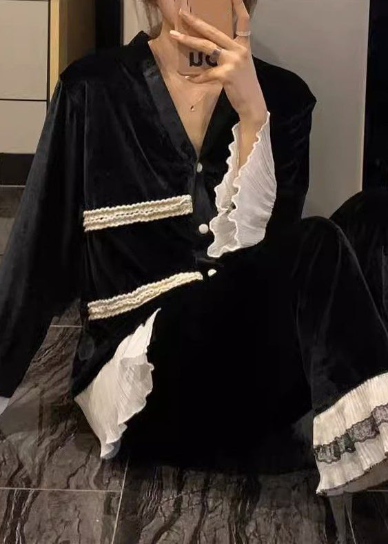 Bohemian | V-hals kant patchwork tweedelige set 3