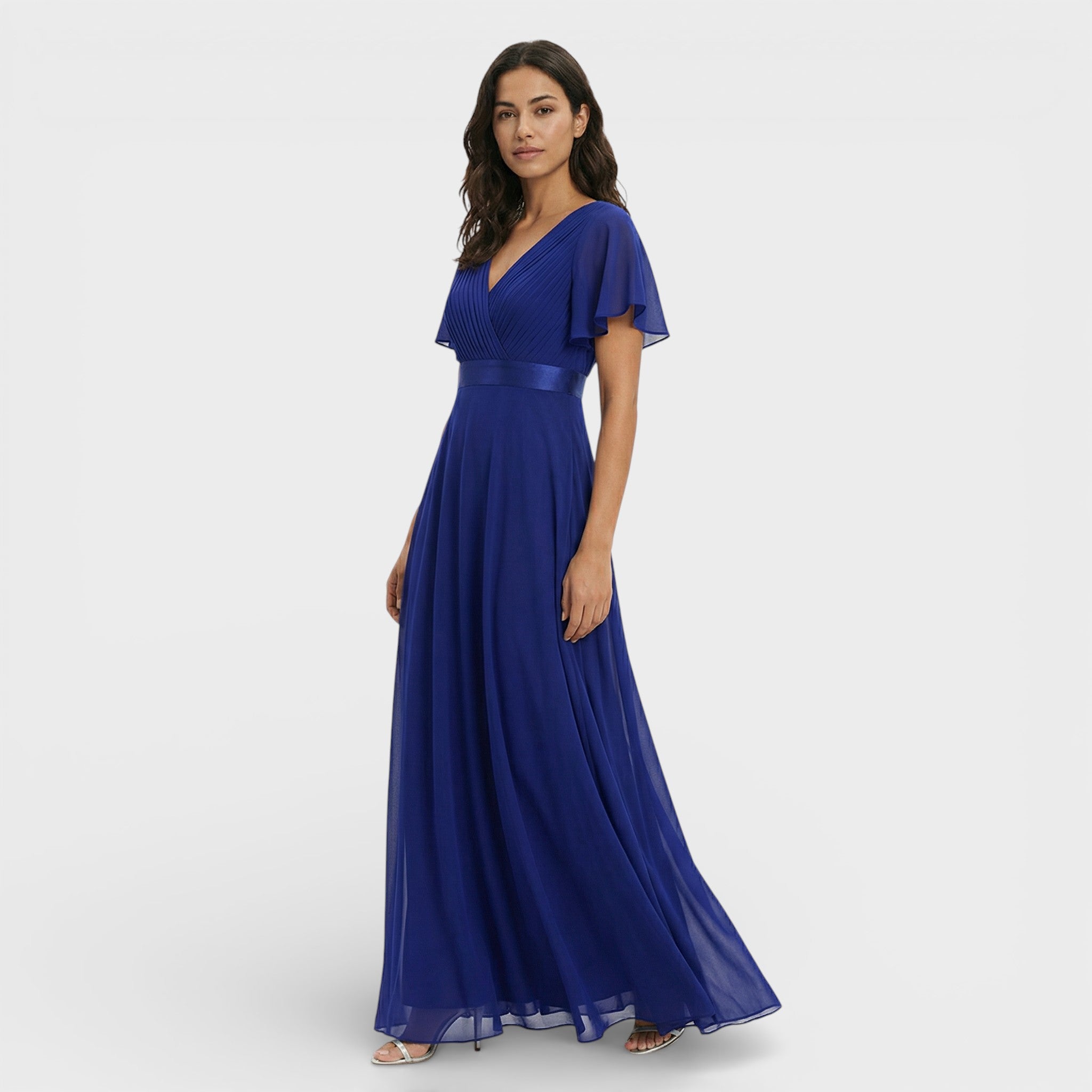 Bruiloft gast | Chiffon avondjurk met ruches 11