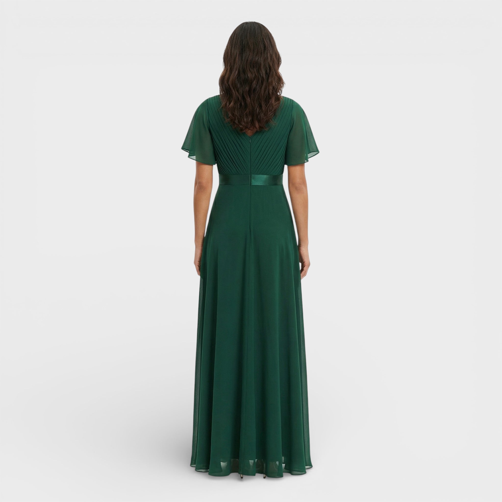 Bruiloft gast | Chiffon avondjurk met ruches 3