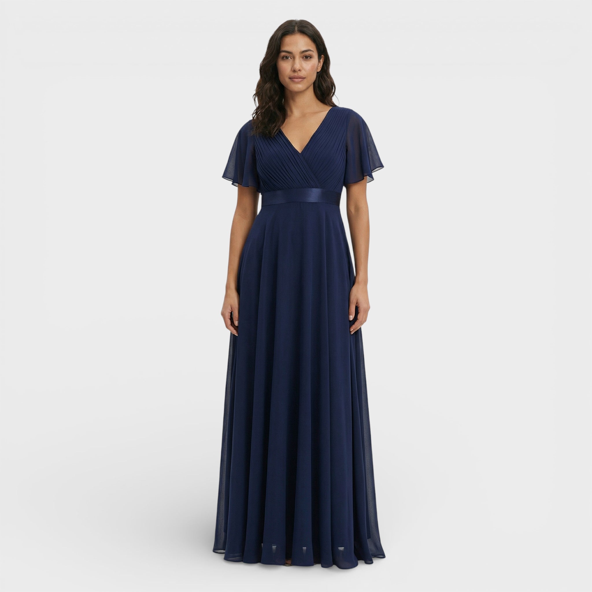 Bruiloft gast | Chiffon avondjurk met ruches 5
