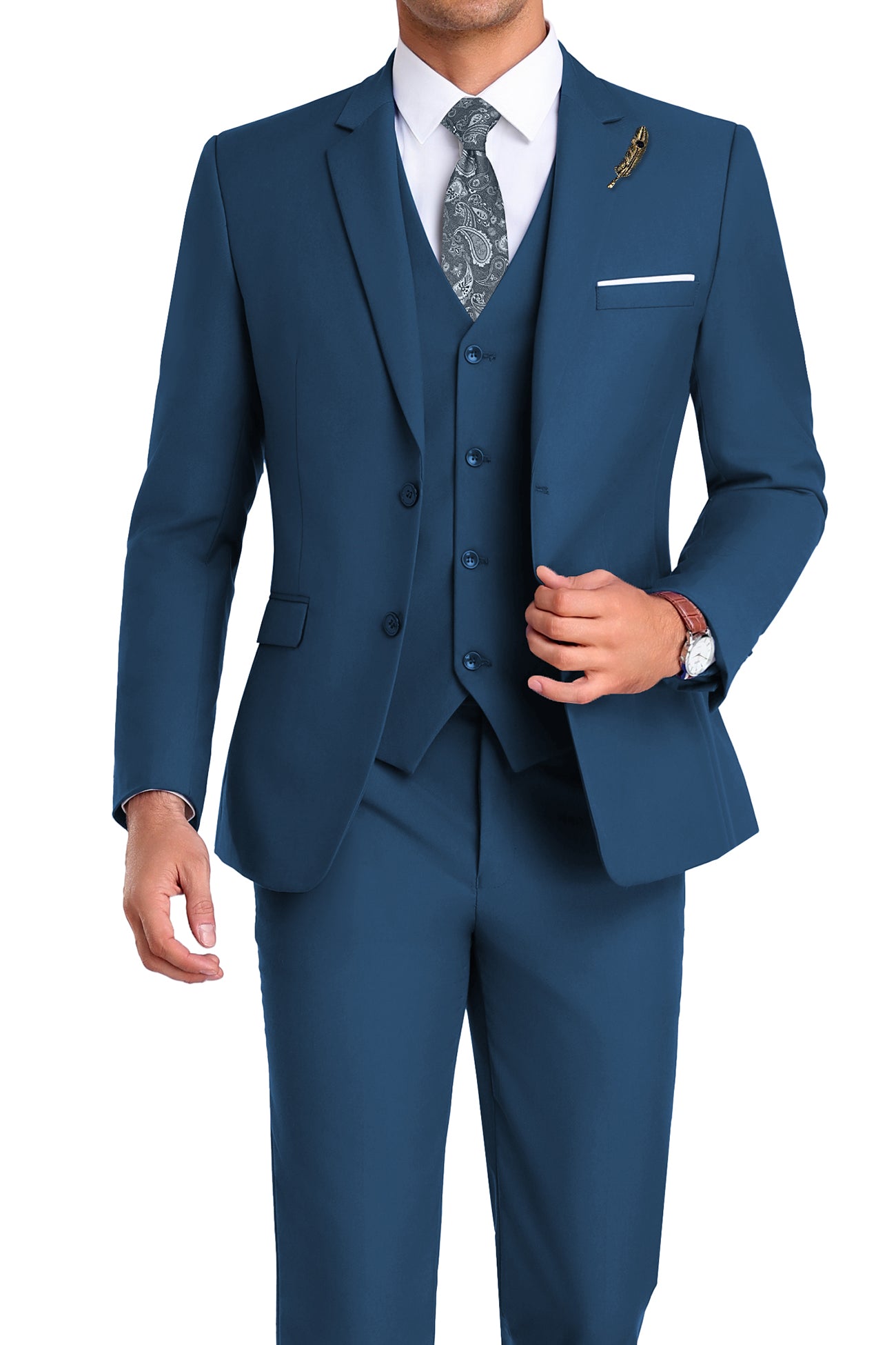 Business Prom | Slim-fit 3-delig tuxedo met klepzakken 23