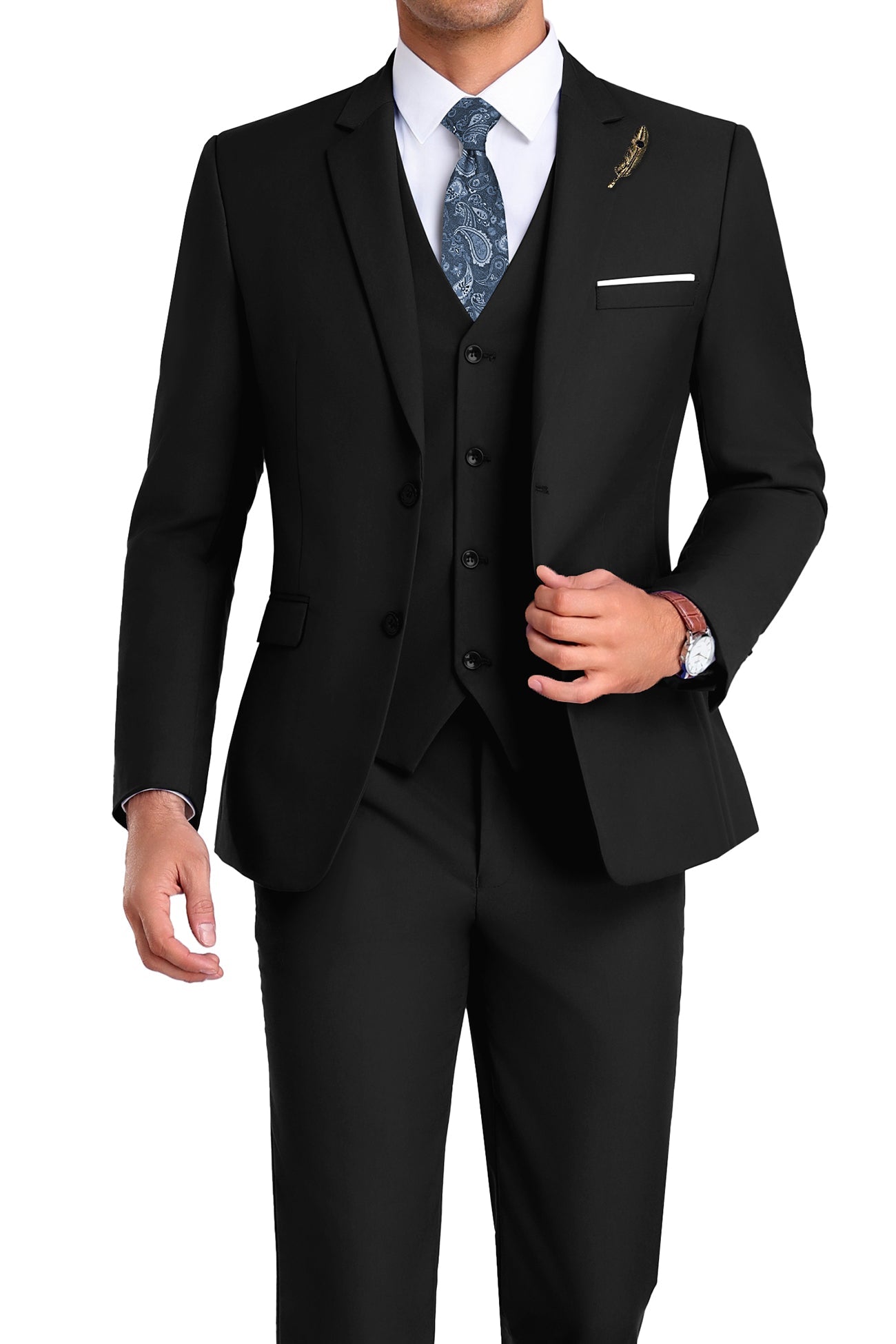 Business Prom | Slim-fit 3-delig tuxedo met klepzakken 33