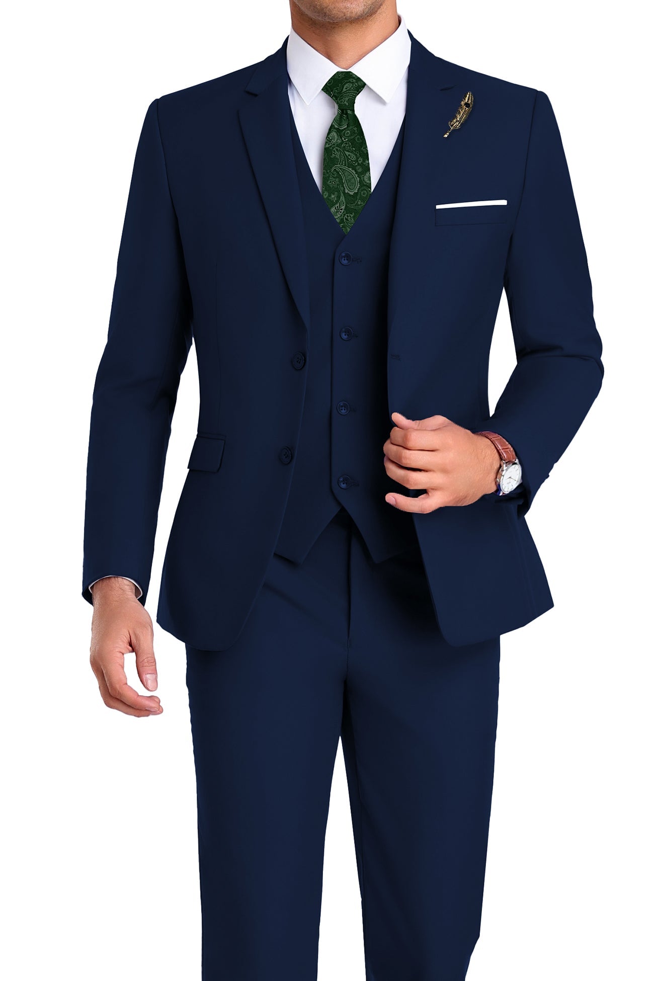 Business Prom | Slim-fit 3-delig tuxedo met klepzakken 34