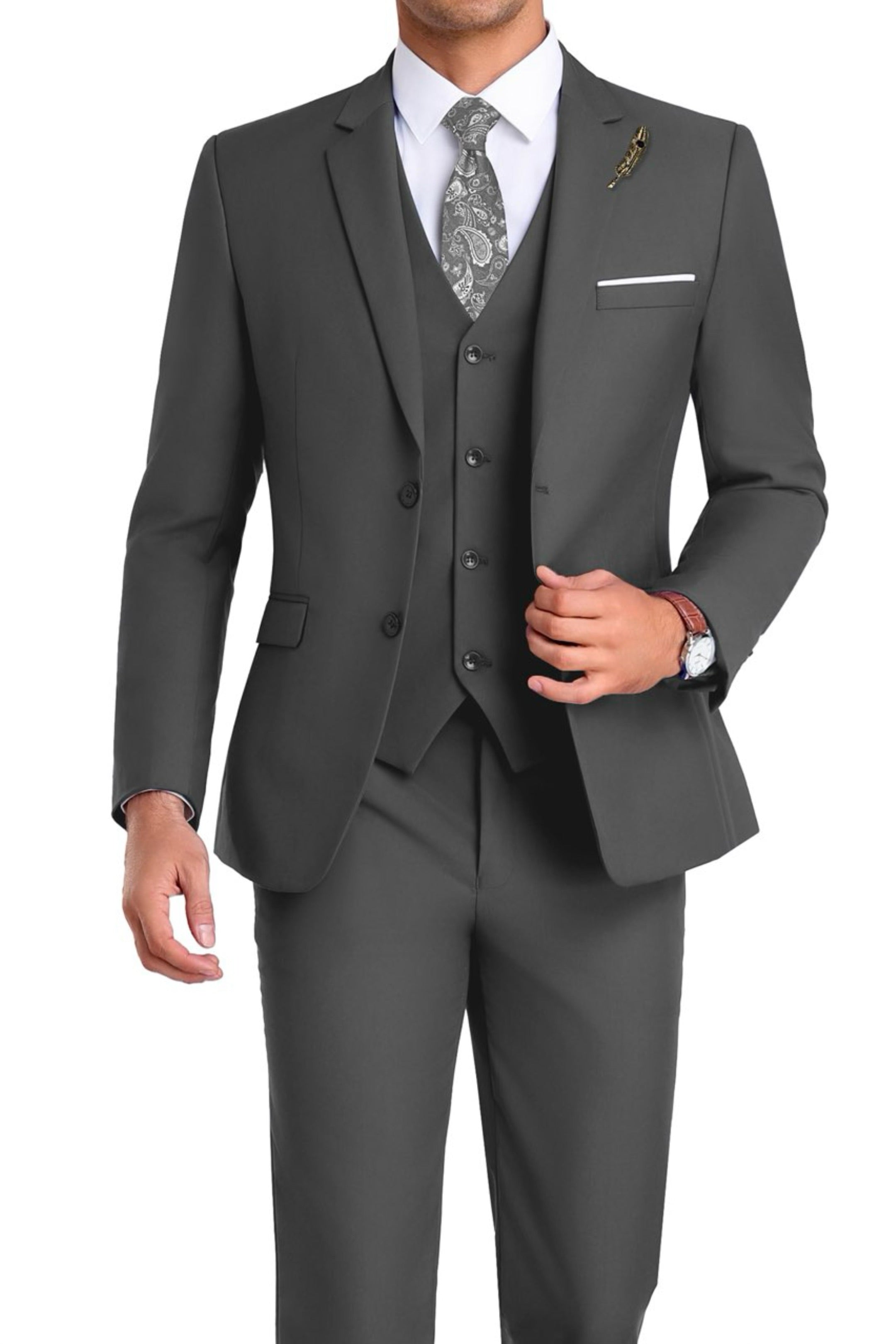 Business Prom | Slim-fit 3-delig tuxedo met klepzakken 5
