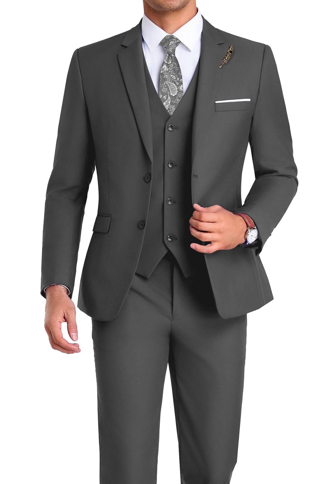 Business Prom | Slim-fit 3-delig tuxedo met klepzakken 6