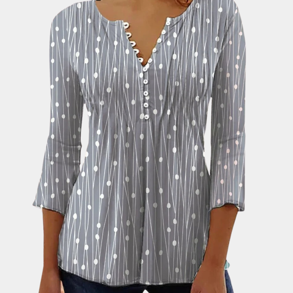 Elisa - Comfortabele en Stijlvolle Blouse met Stippen en V-Hals voor Dames