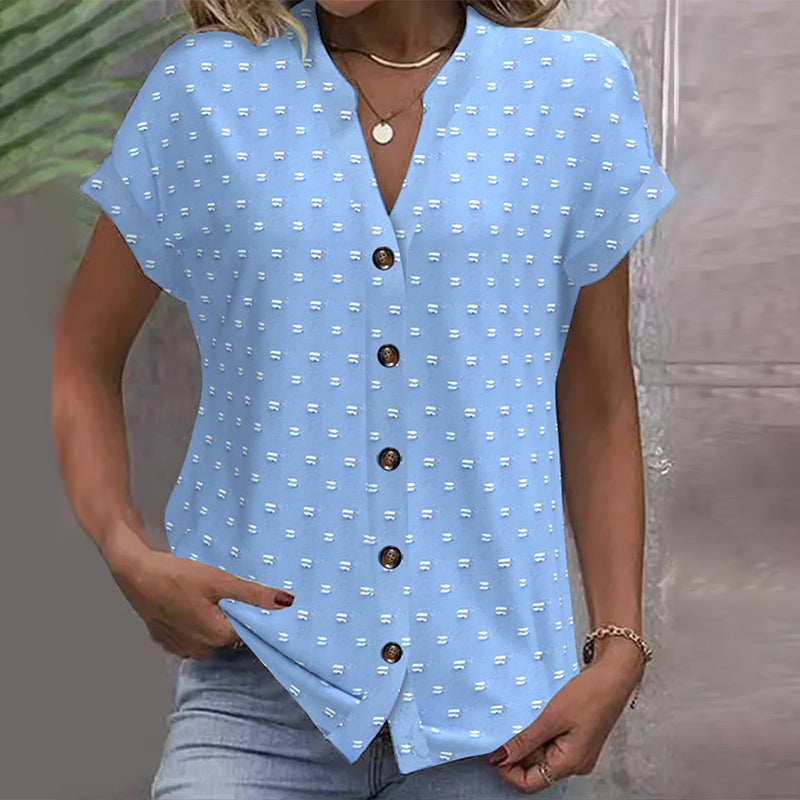 Casual Blouse Met Knopenrij En V-Hals | Navando 