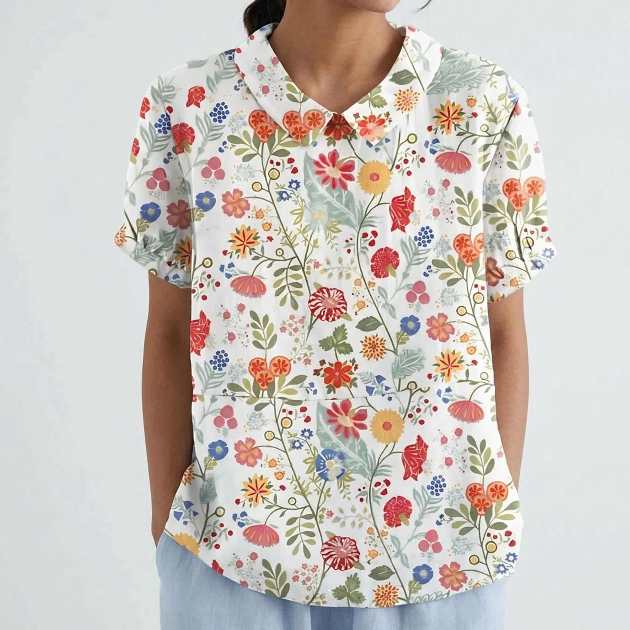 Casual Blouse Met Korte Mouwen | Navando 