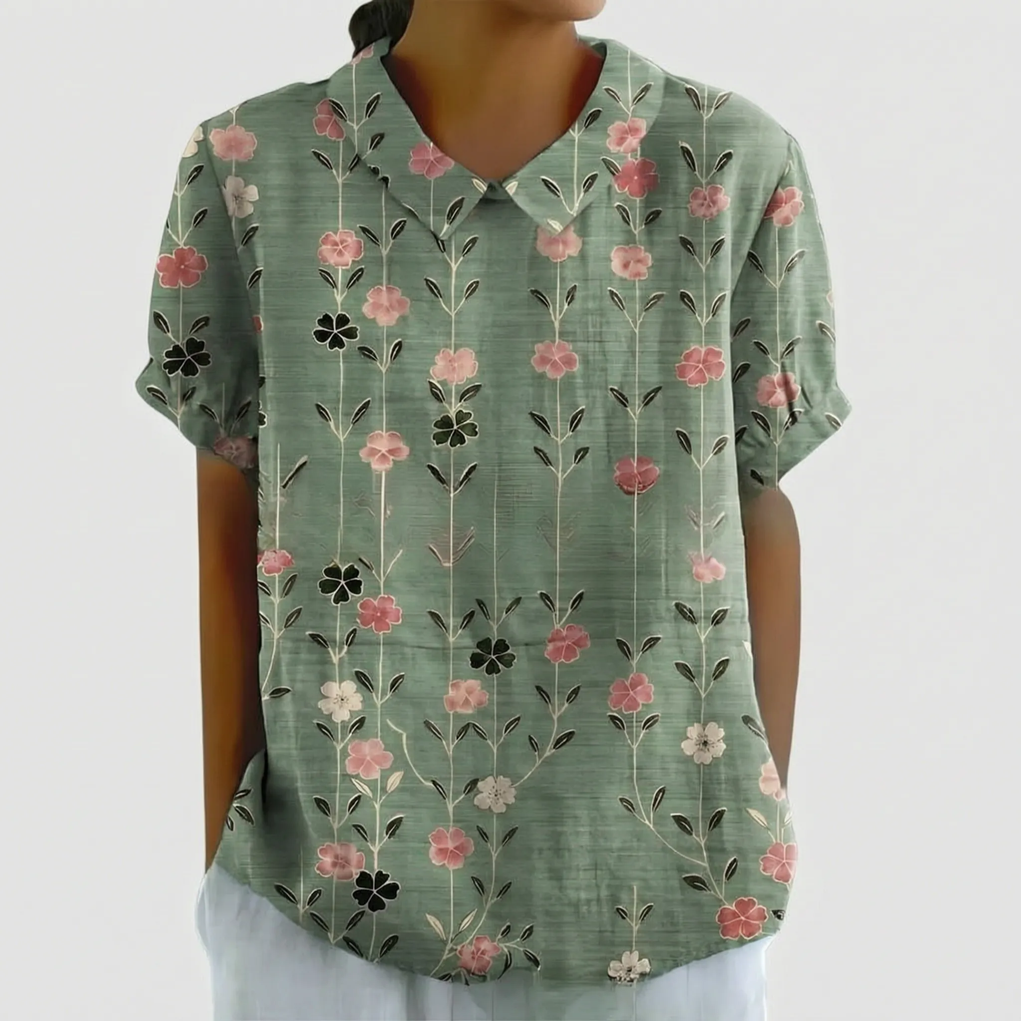 Casual Blouse Met Korte Mouwen | Navando 