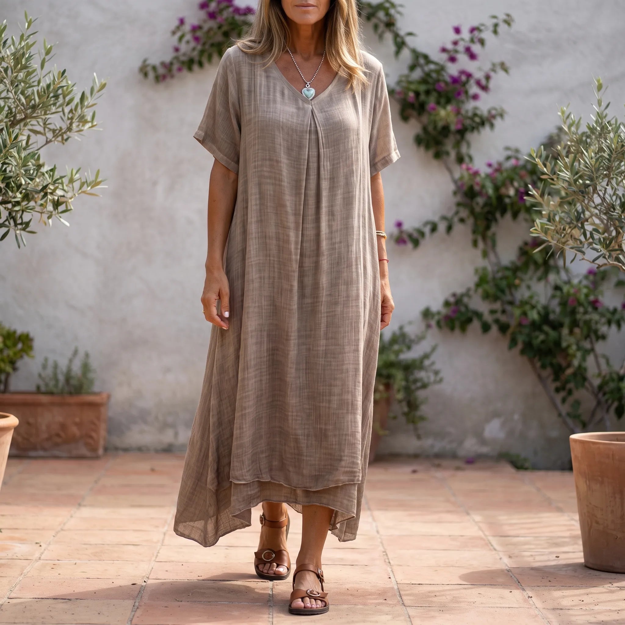 Casual Bruine Zomerjurk | Navando 