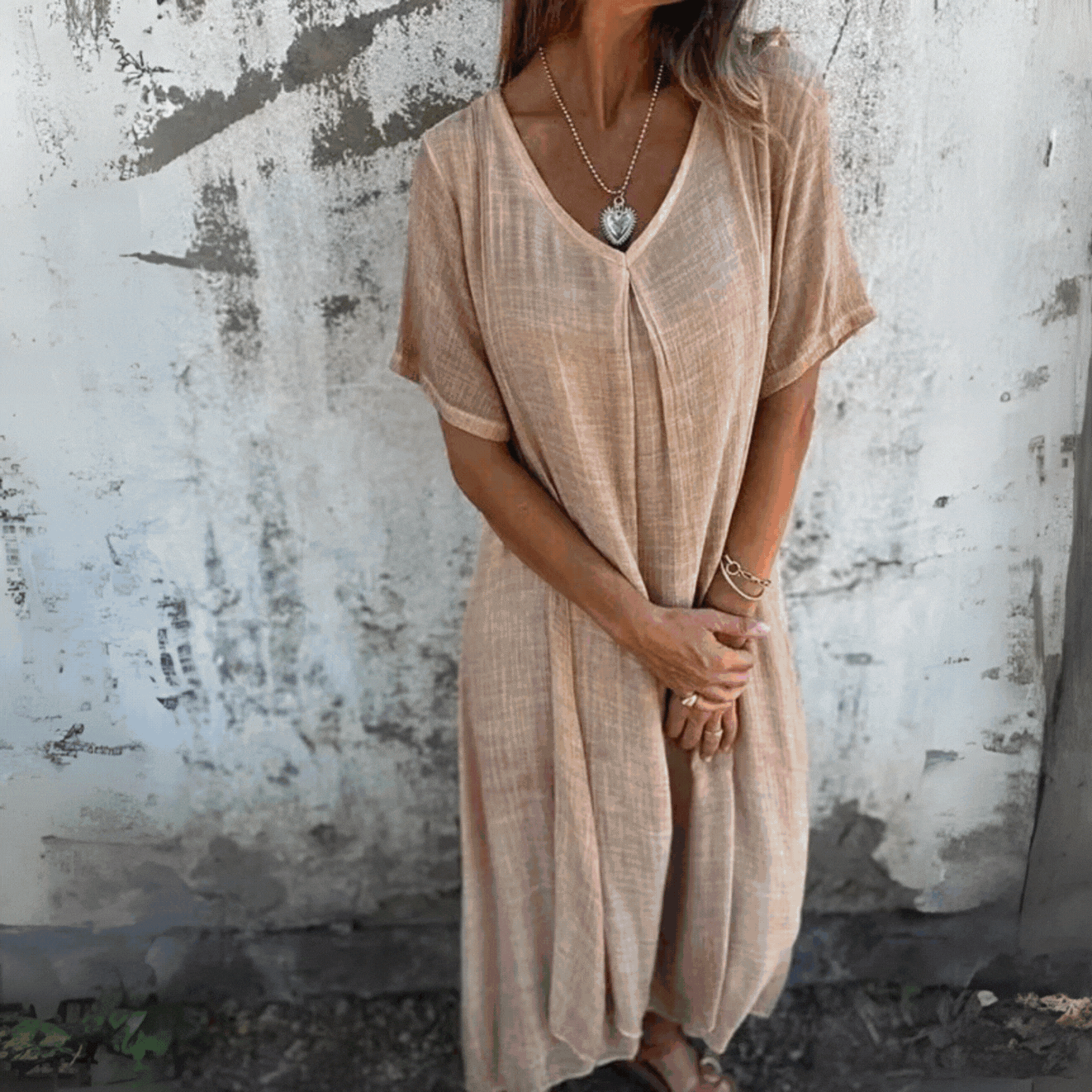 Casual Bruine Zomerjurk | Navando 