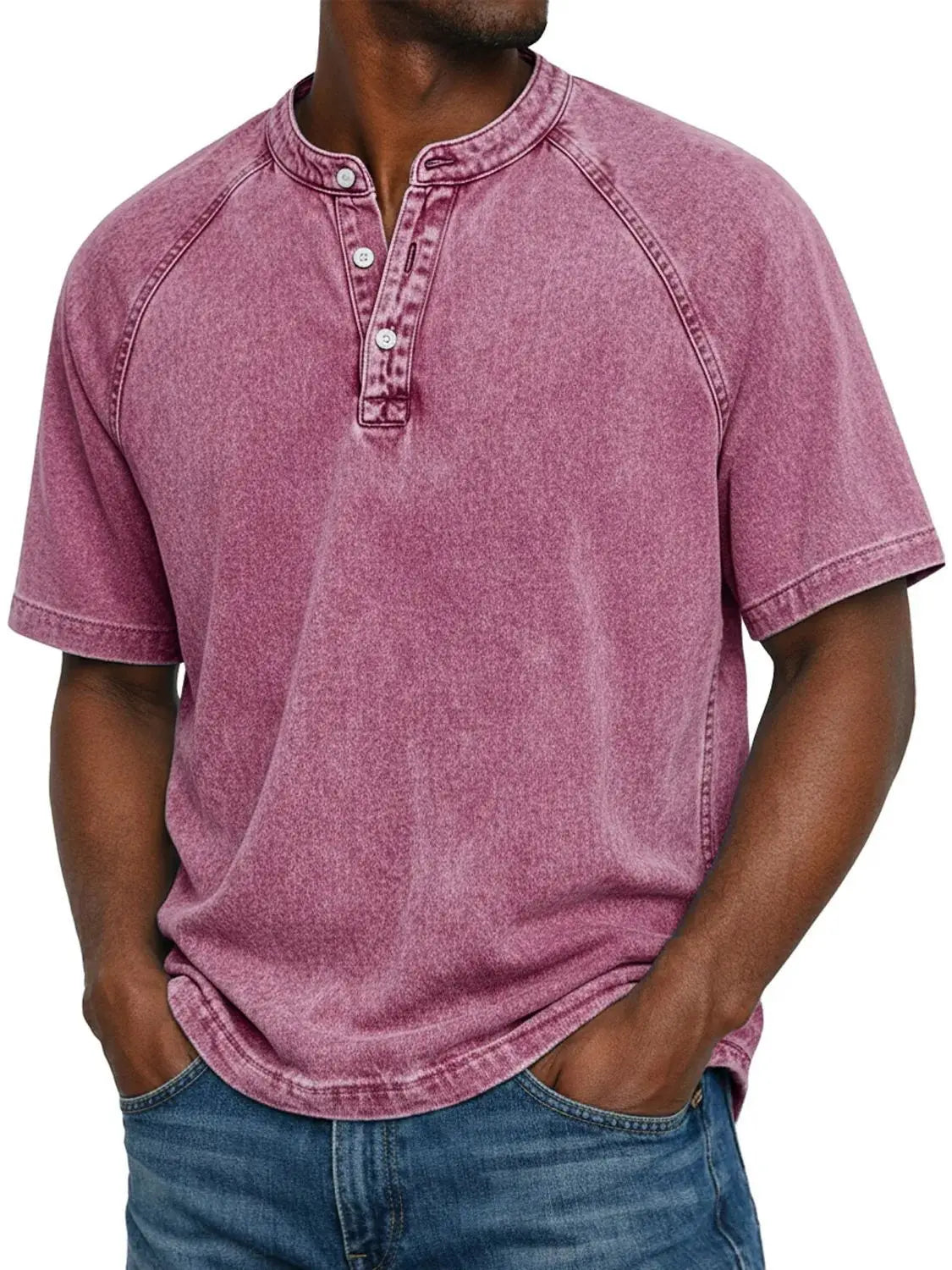 Casual Henley Shirt Met Korte Mouwen | Navando