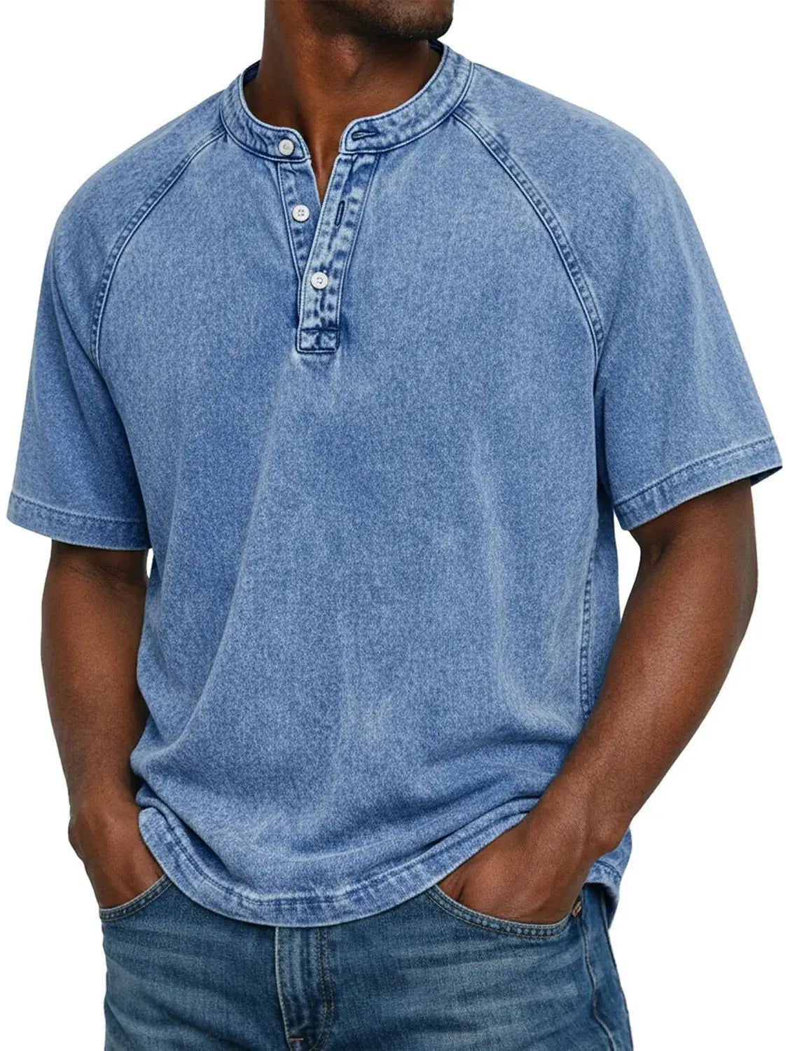 Casual Henley Shirt Met Korte Mouwen | Navando