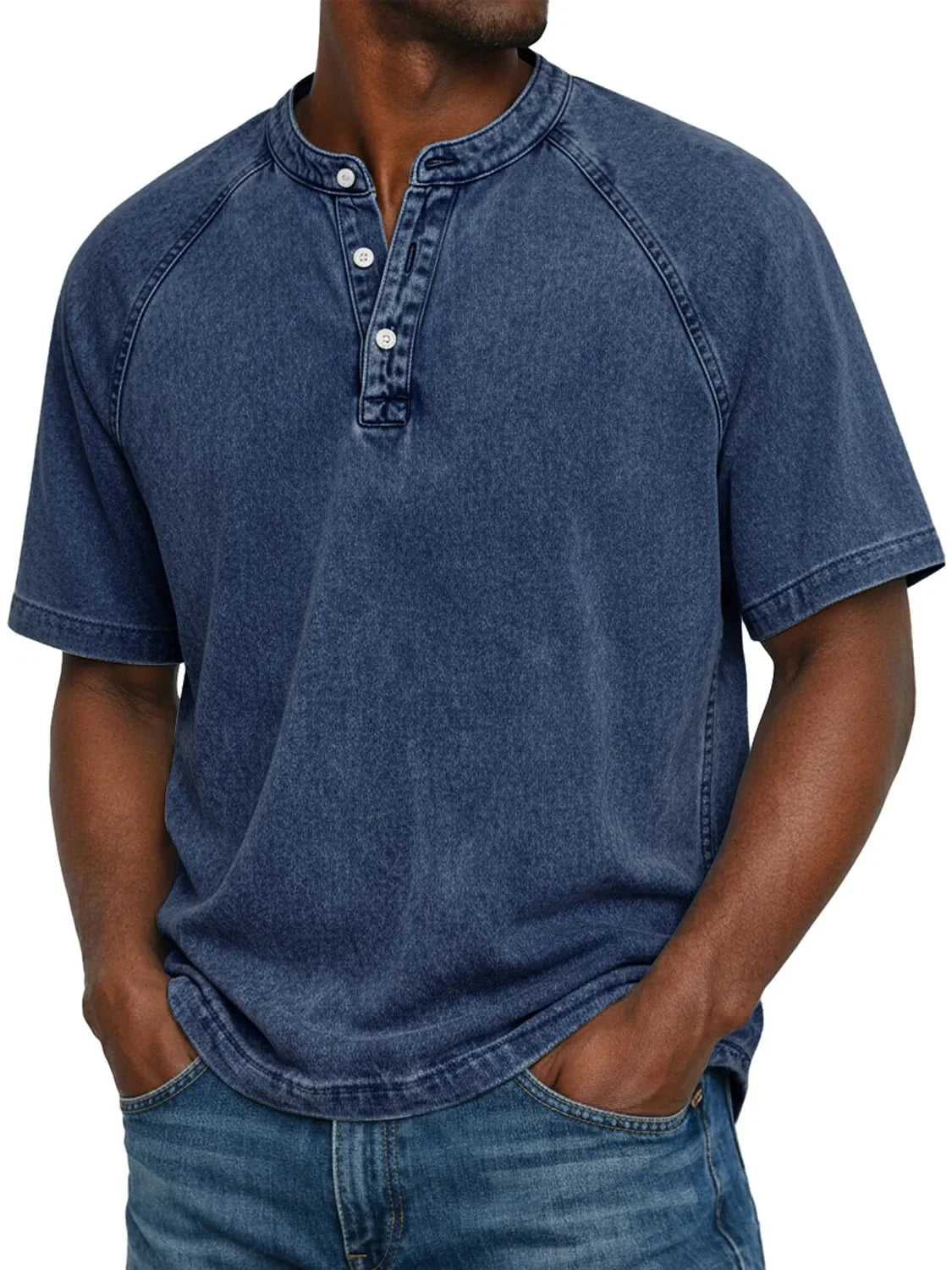 Casual Henley Shirt Met Korte Mouwen | Navando