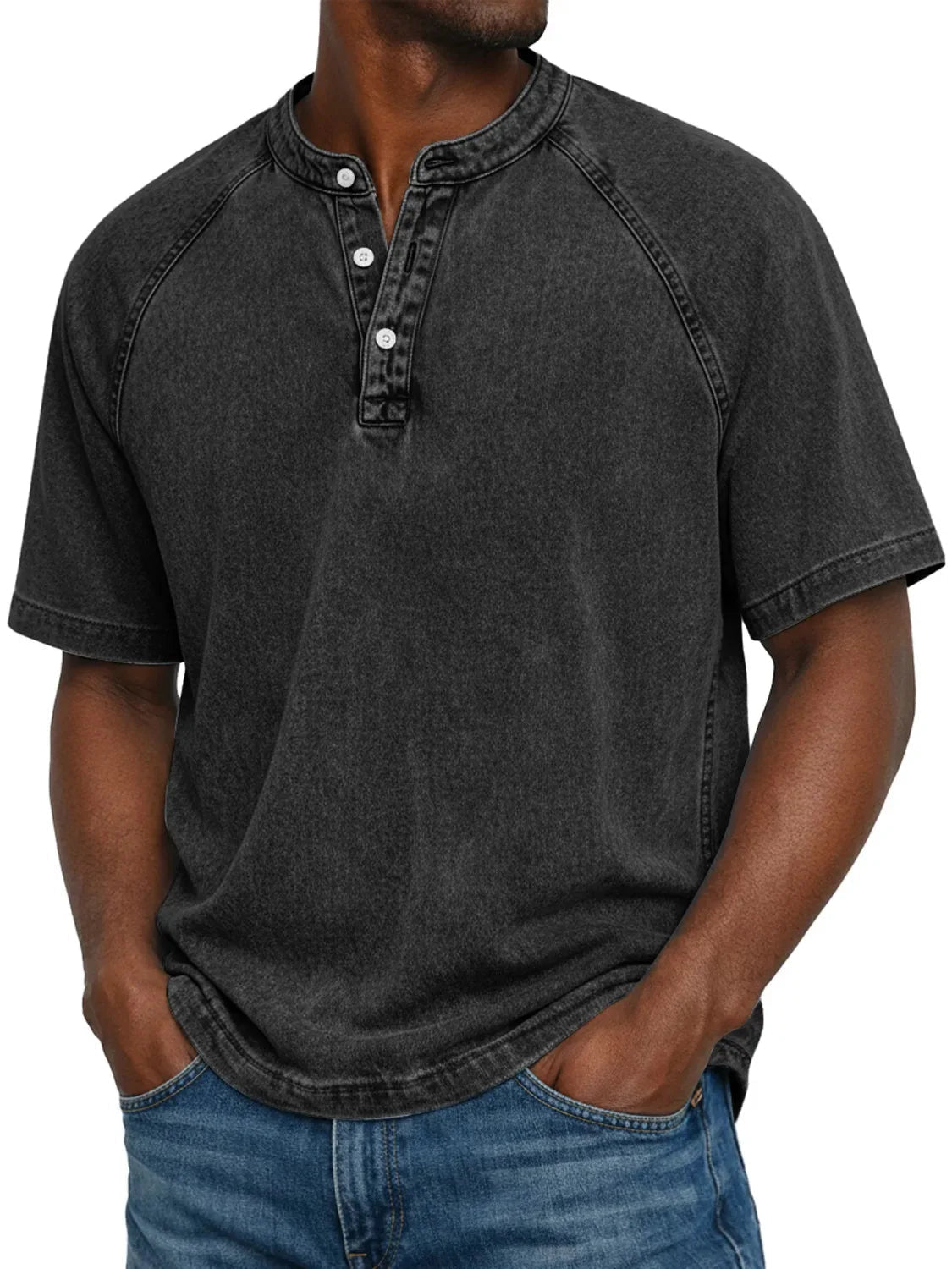 Casual Henley Shirt Met Korte Mouwen | Navando