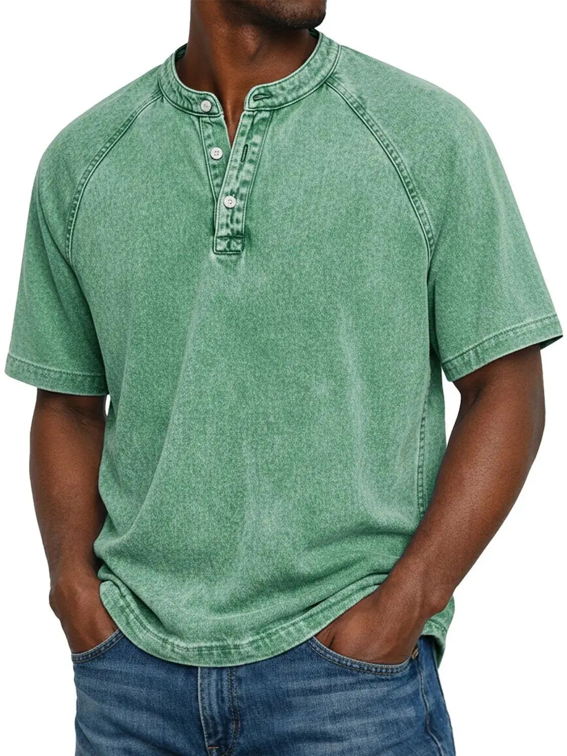 Casual Henley Shirt Met Korte Mouwen | Navando