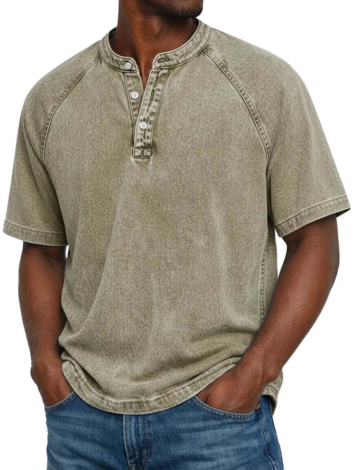 Casual Henley Shirt Met Korte Mouwen | Navando