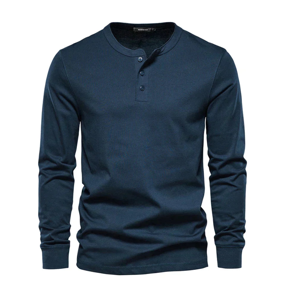 Casual Henley Shirt Met Lange Mouwen | Navando