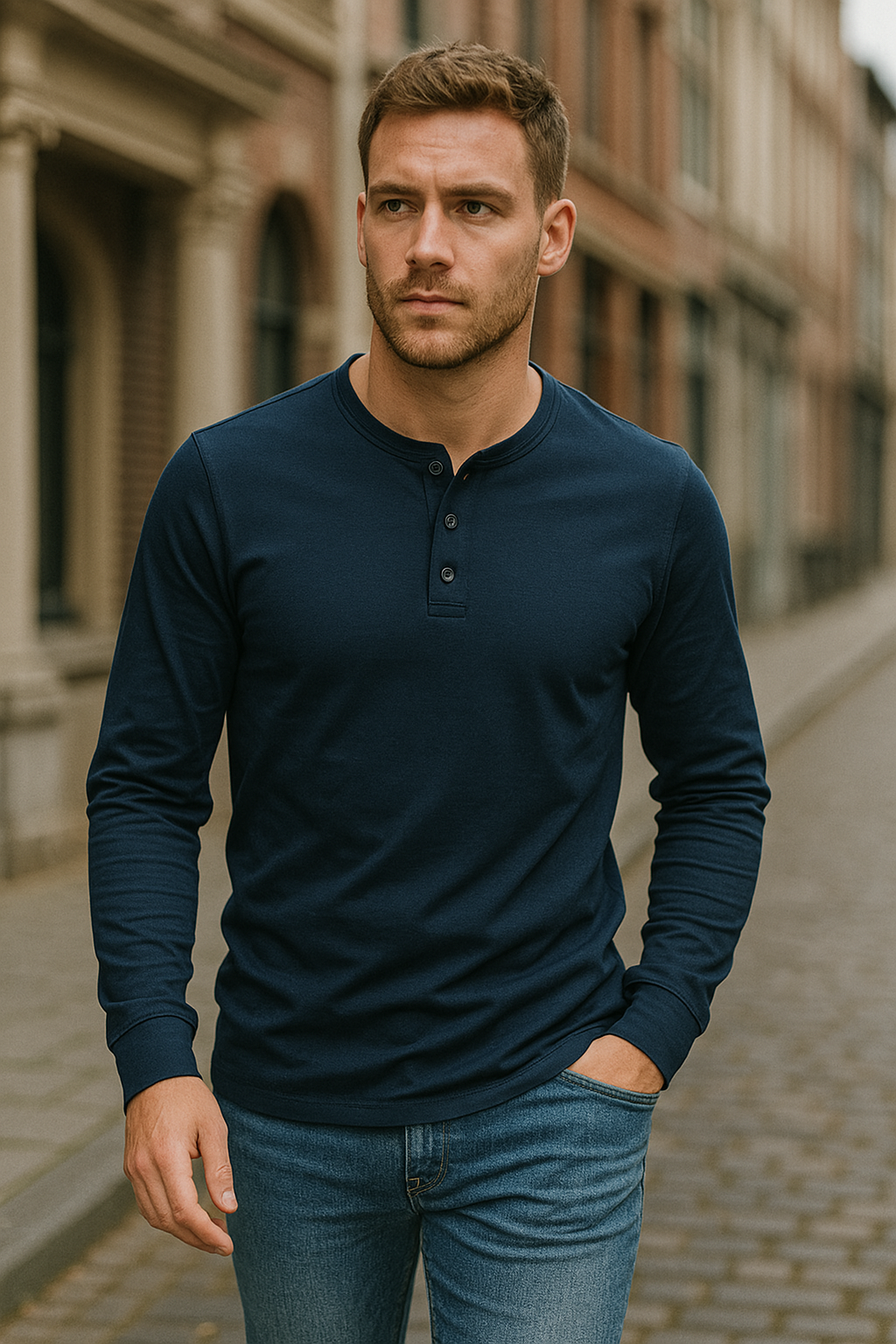 Casual Henley Shirt Met Lange Mouwen | Navando