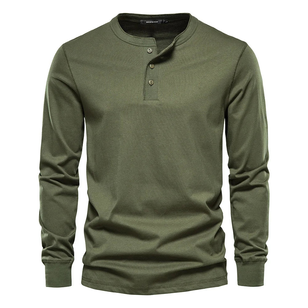 Casual Henley Shirt Met Lange Mouwen | Navando