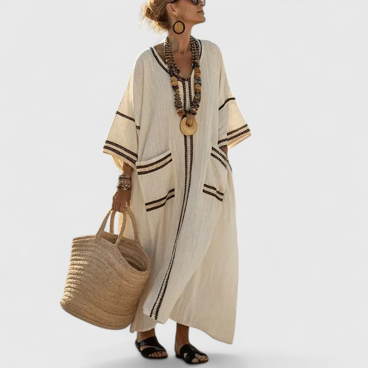 Casual Maxi-Jurk Met V-Hals | Navando