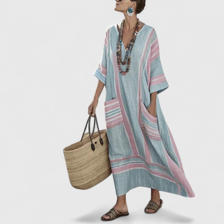 Casual Maxi-Jurk Met V-Hals | Navando