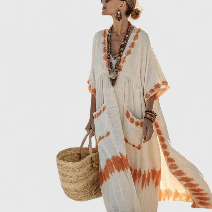 Casual Maxi-Jurk Met V-Hals | Navando