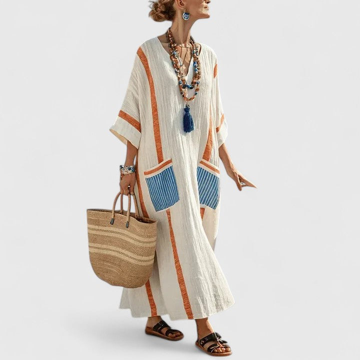 Casual Maxi-Jurk Met V-Hals | Navando