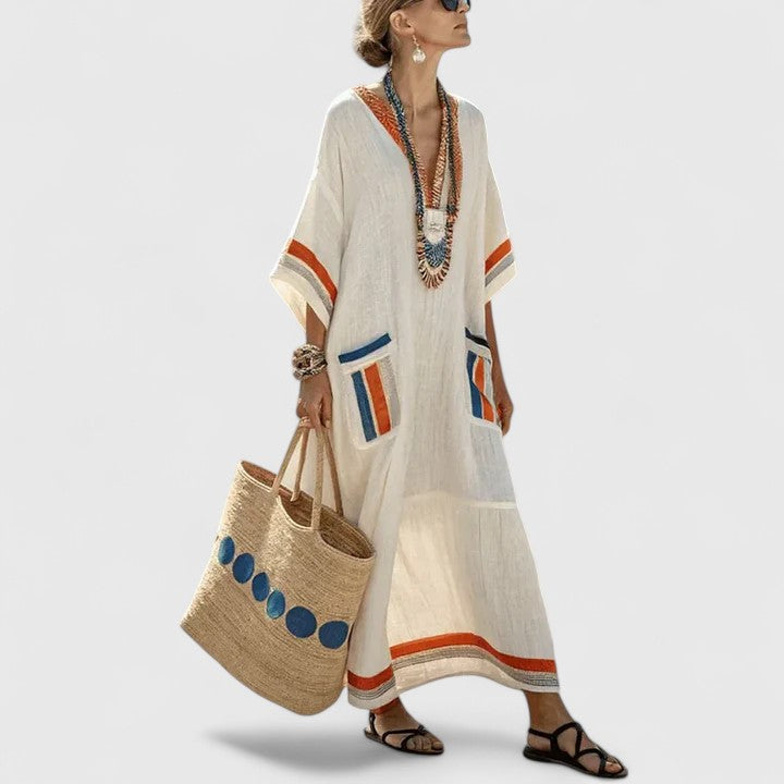 Casual Maxi-Jurk Met V-Hals | Navando