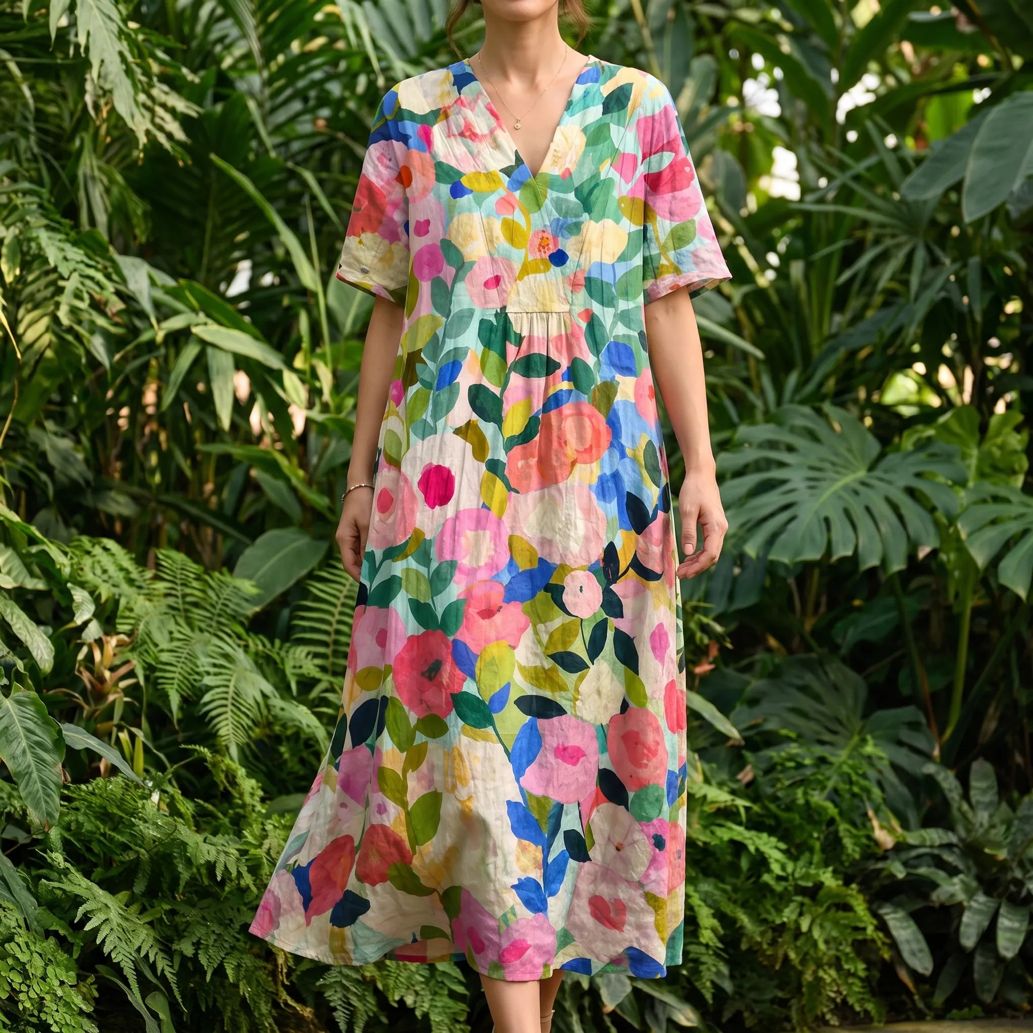Casual Midi-Jurk Met Bloemenprint | Navando 