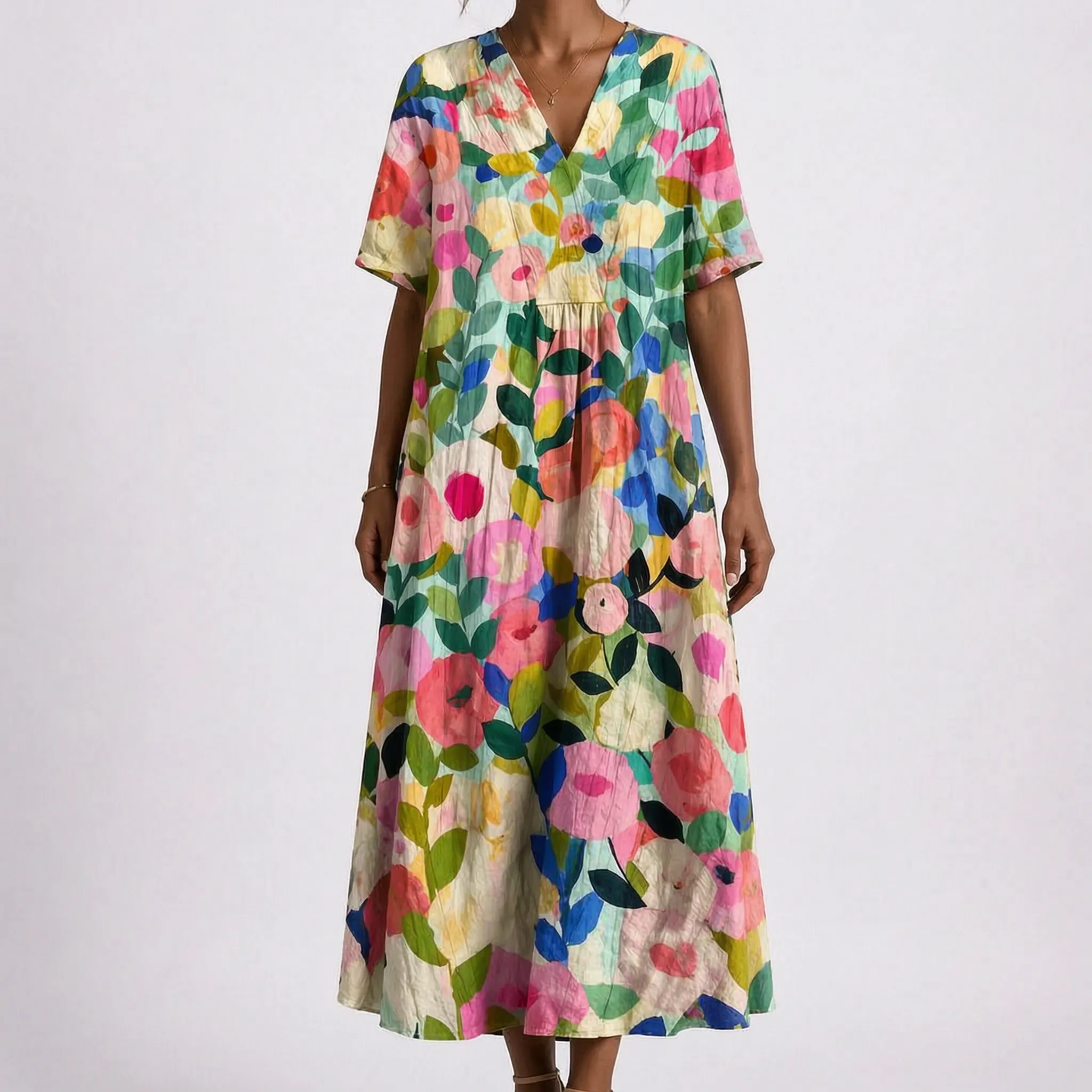 Casual Midi-Jurk Met Bloemenprint | Navando 