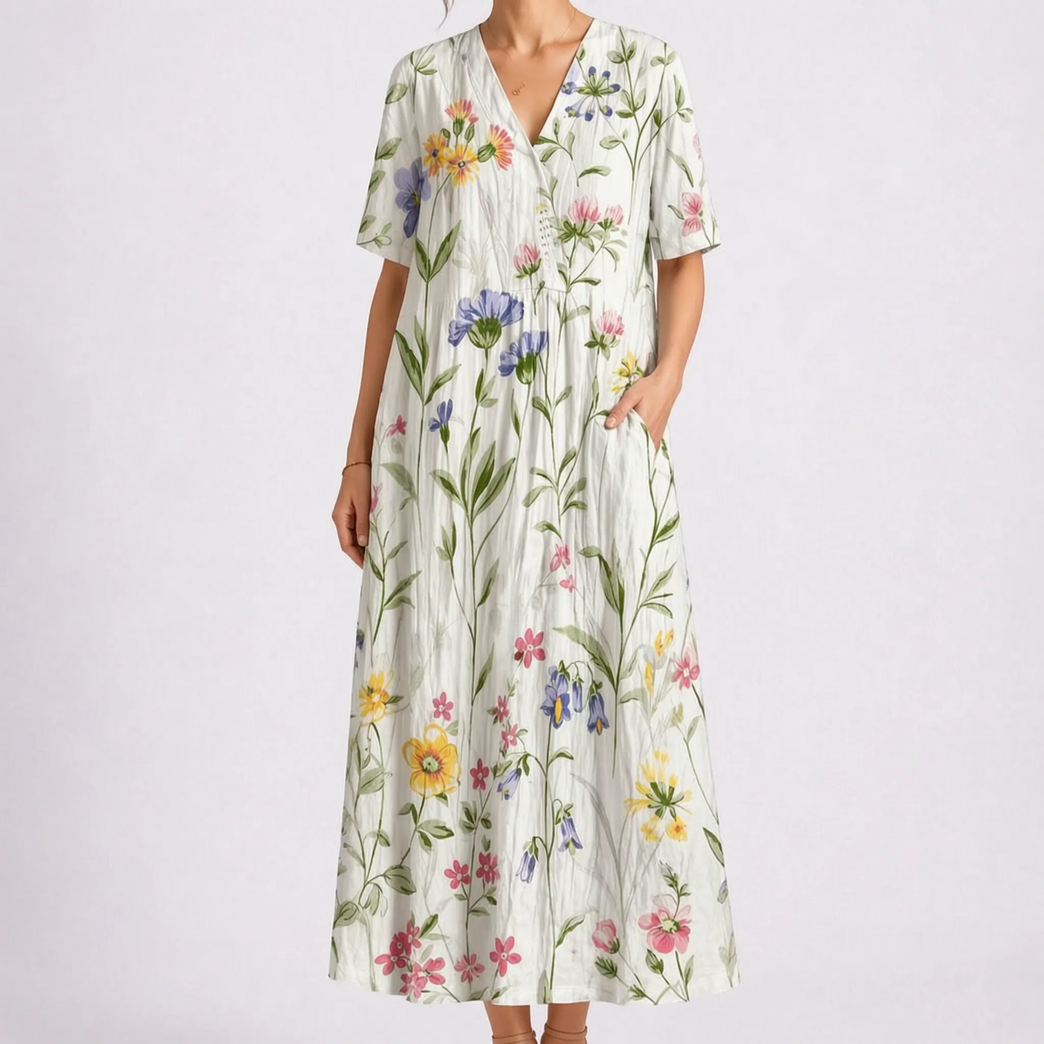 Casual Midi-Jurk Met Bloemenprint | Navando 