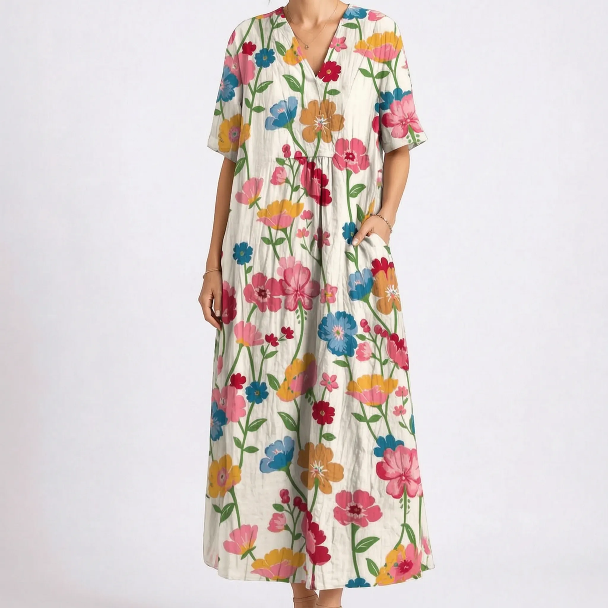 Casual Midi-Jurk Met Bloemenprint | Navando 